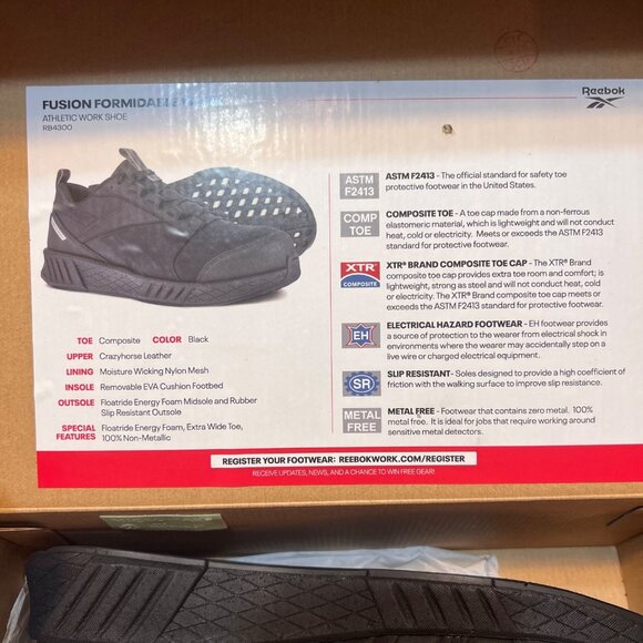 Reebok Mens Fusion Formidable Athletic Work Shoes Size 8 Black RB4300 ASTM F2413 - Picture 5 of 16